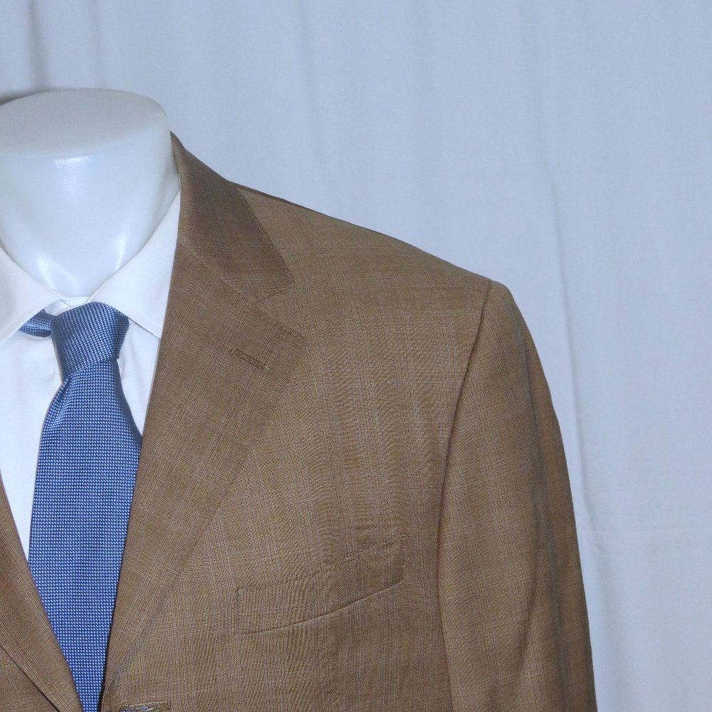 Raphael Wardrobe Design Brown Plaid Bespoke Four Button Suit 44XL